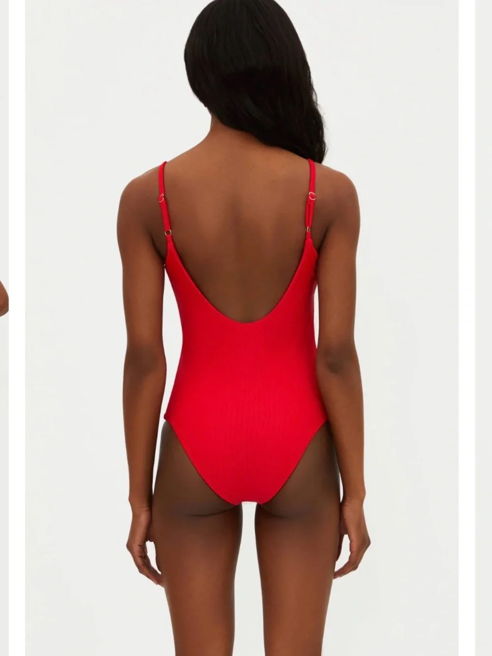 Beach Riot Red Ribbed V-Neck One-Piece Swimsuit size large